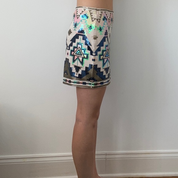 Tribal Aztec Sequin Express Mini Skirt - Picture 3 of 7